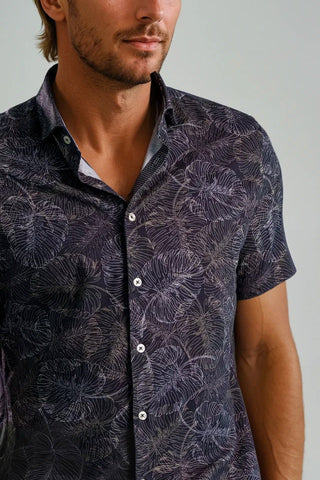Nova Jungle Monstera Short Sleeve Shirt in Black