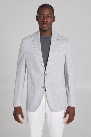 Light Grey Herringbone Hampton Knit Blazer
