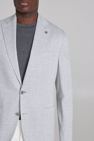 Light Grey Herringbone Hampton Knit Blazer