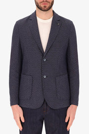 Gallia Jersey Jaquard Stretch Jacket in Blue