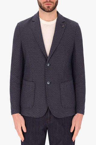 Gallia Jersey Jaquard Stretch Jacket in Blue