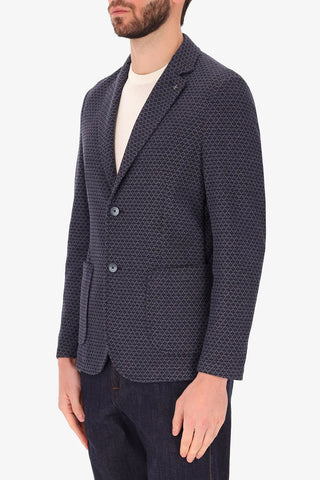 Gallia Jersey Jaquard Stretch Jacket in Blue
