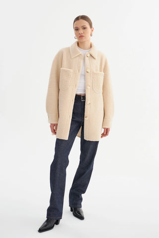 Kane Sherpa Jacket in Beige