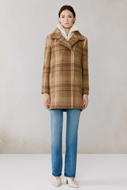Kiana Plaid Mid Length Wool Coat
