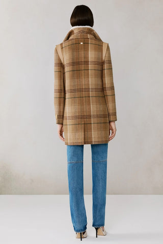 Kiana Plaid Mid Length Wool Coat