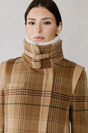 Kiana Plaid Mid Length Wool Coat