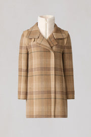 Kiana Plaid Mid Length Wool Coat