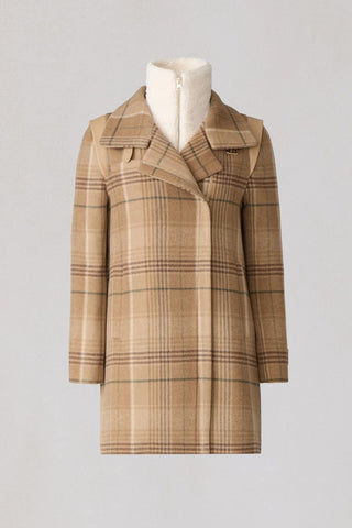 Kiana Plaid Mid Length Wool Coat