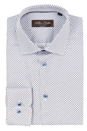 Long-Sleeved Contemporary-Fit Dress Shirt Geoprint on White