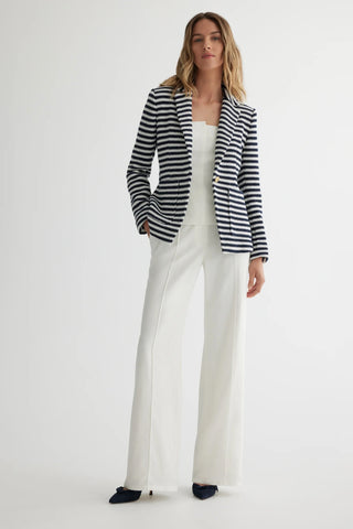Notch Collar Jacket Patch Pockets in Navy-and-Ivory