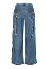 Cargo Universe Crinkle-Fabric Pant in Distressed Blue