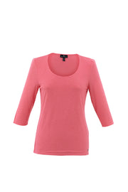 Three-Quarter Sleeve, Scoop Neck T-Shirt in 4 Colours