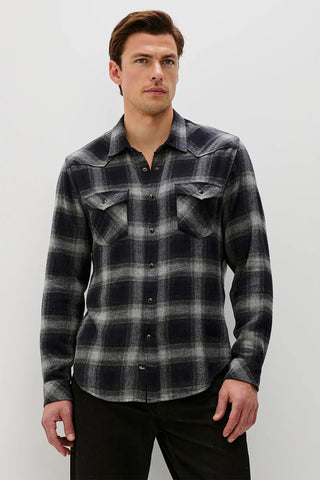 Roy Long Sleeve Casual Shirt in Silver Midnight Plaid