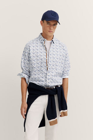 Long-Sleeved Shirt in Mini Floral Pattern