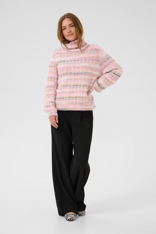 Marble Rollneck Sweater in Pink Mix