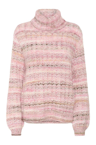 Marble Rollneck Sweater in Pink Mix