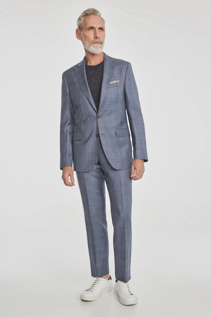 Napoli Single-Breasted Suit in Blue Shadow Check – chrisjameskingston