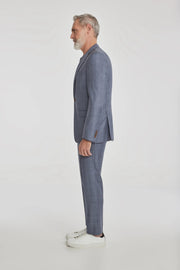 Napoli Single-Breasted Suit in Blue Shadow Check