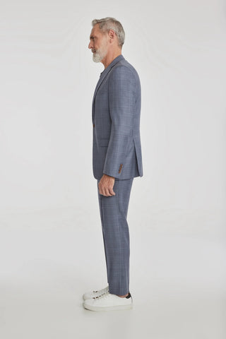 Napoli Single-Breasted Suit in Blue Shadow Check