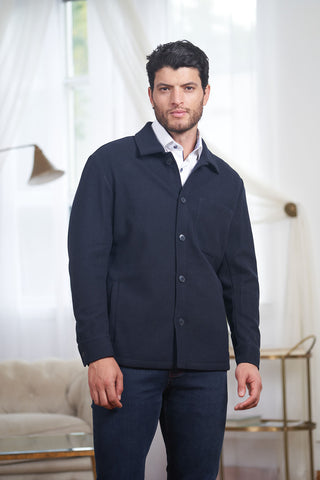 Taylor Wool Blend Overshirt in Navy