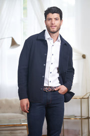 Taylor Wool Blend Overshirt in Navy