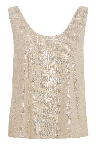 Sleeveless Sequined Top in Silver