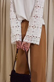 Gitte Eyelet Sleeve Top in Gardenia White