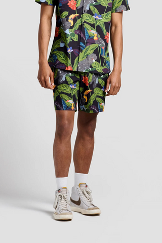 Tropical Birds Print Shorts