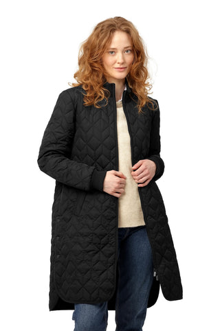 Long Quilted Jacket in Black