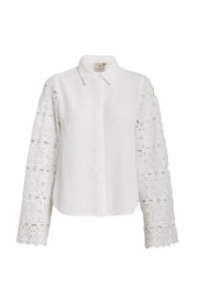 Gitte Eyelet Sleeve Top in Gardenia White
