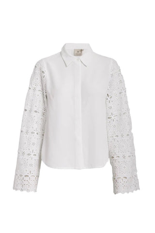 Gitte Eyelet Sleeve Top in Gardenia White