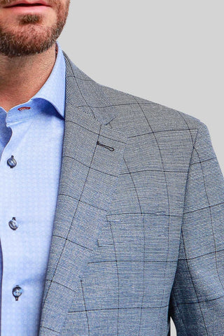 Potenza Cotton Blazer in Blue Windowpane Check