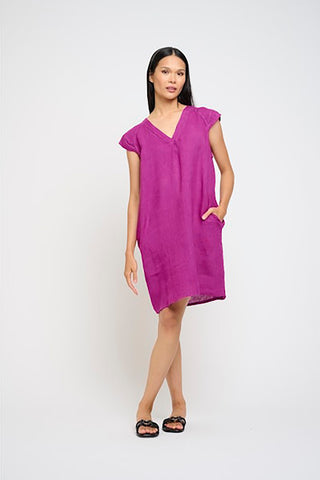 Cap Sleeve Linen Dress