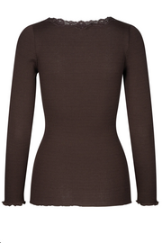 Silk Long Sleeve T-shirt with lace in 3 colours