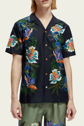 Retro Print Organic Cotton Camp Shirt