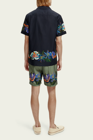 Retro Print Organic Cotton Camp Shirt