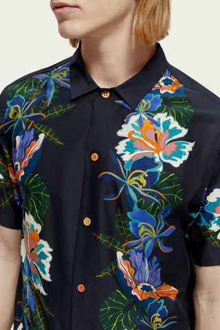 Retro Print Organic Cotton Camp Shirt
