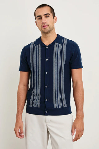 Silas Knit Polo in Blue