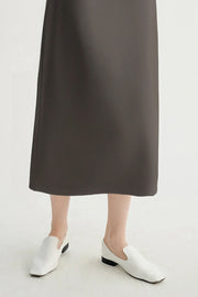 Vegan Leather Skirt in Dark Brown