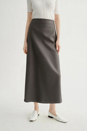 Vegan Leather Skirt in Dark Brown