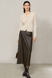 Vegan Leather Skirt in Dark Brown