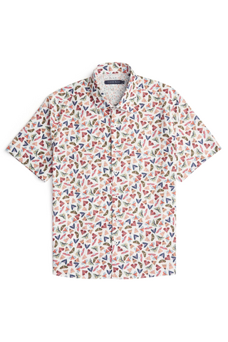 White Butterfly Short Sleeve Print Shirt