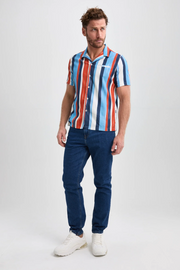 Resort Short-Sleeved Shirt in Multicoloured Stripes