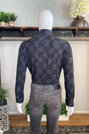 Long Sleeve Knit Casual Shirt in Black