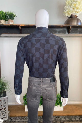 Long Sleeve Knit Casual Shirt in Black