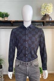 Long Sleeve Knit Casual Shirt in Black