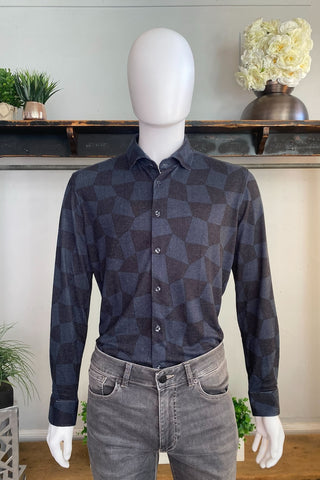 Long Sleeve Knit Casual Shirt in Black