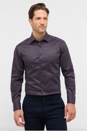 Long-Sleeved Modern-Fit Sport Shirt in Navy Burgundy Print