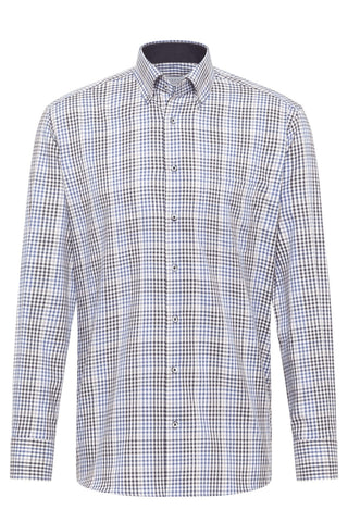 Long-Sleeved Micro-Check Sport Shirt in  2 Colours