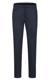 Flat-Front Stretch Pant in Navy Glen Check